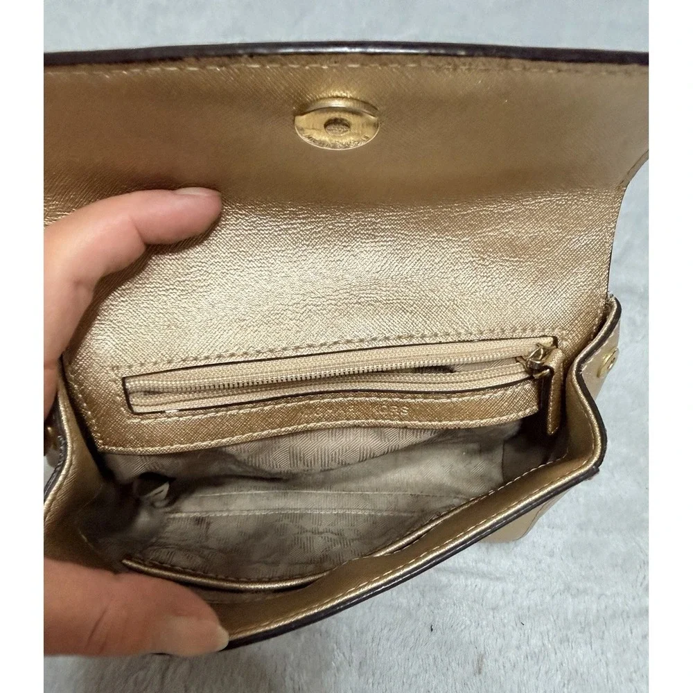 Michael Kors Small Ava Small Mini Satchel Bag Metallic Gold Purse Handbag